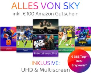 ALL INCLUSIVE! 🔥 Sky komplett Angebot ab 35€ mtl. + 100€ Gutschein